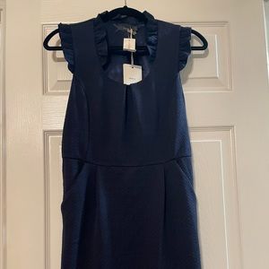 THML Navy Dress Size L with Stunning Ruffles NWT